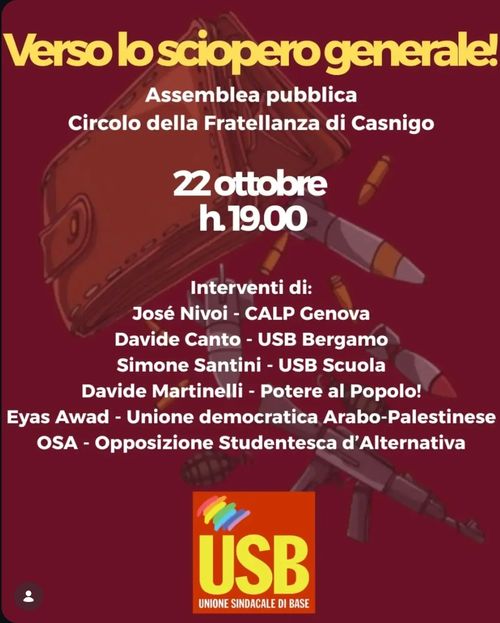 Assemblea pubblica verso lo sciopero generale del 30 Ottobre!