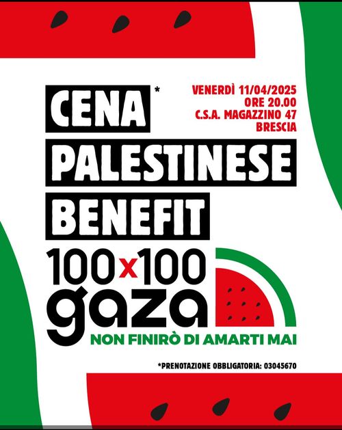 🇵🇸 CENA SOLIDALE CON IL POPOLO PALESTINESE - Benefit @100x100gaza