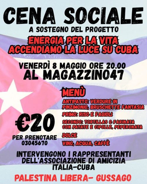 CENA SOCIALE a sostegno del progetto di solidarietà 