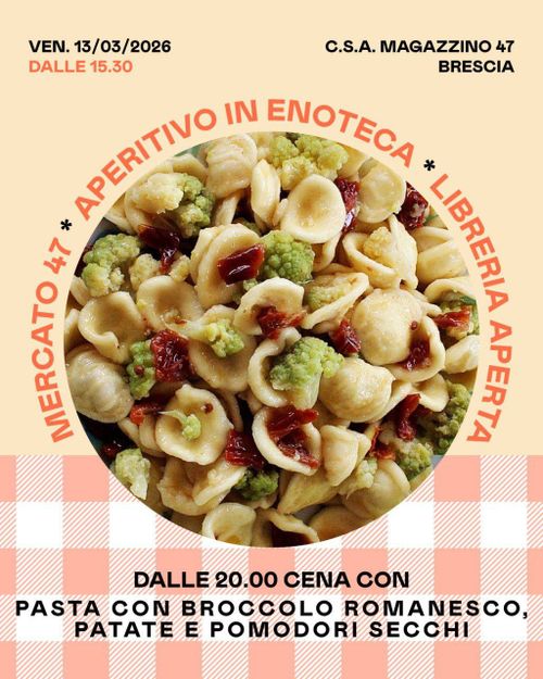 CENA SOCIALE CON PASTA CON BROCCOLO ROMANESCO PATATE E POMODORI SECCHI